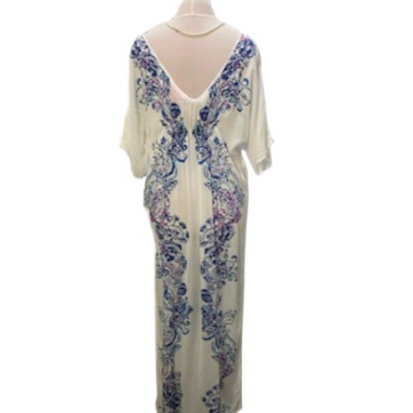 LILLY PULITZER Target Womens XS White Airy Maxi Caftan Cover Up Beach Resortwear - Picture 6 of 8